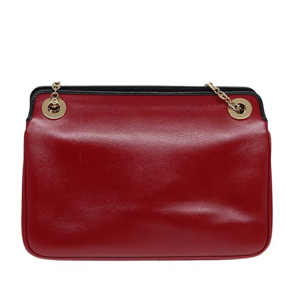 GUCCI Chain Shoulder Bag Leather Red Gold - Picture 3 of 16